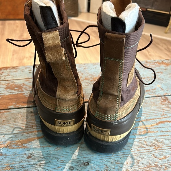 Sorel Men's Felt Lined Brown Tan Leather Duck Boots G089 Size 8 - Picture 3 of 6